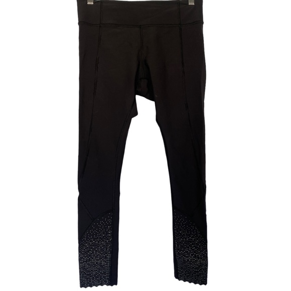 💕SALE💕 💕 Lululemon Rare Black Tight Stuff Full-On Luxtreme Crop Mesh Scallop - Picture 2 of 9